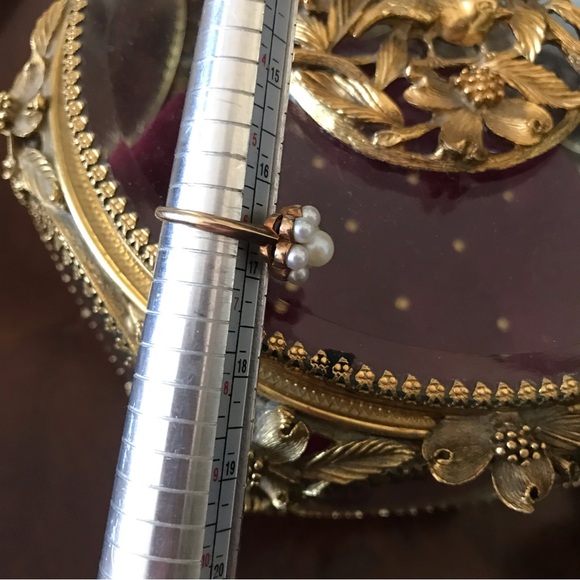 Antique Vintage Estate Pearl Cluster Flower 10k Ring - Picture 8 of 10